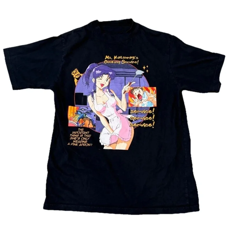 Retro New Century Evangelion Miri Anime Herren Y2K T-Shirt New Century Evangelion Sommer Neuer Anime-Stil