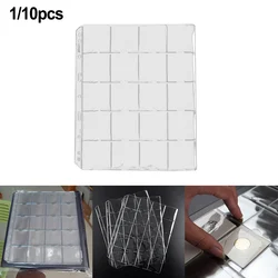 Page Coin Holder Sheet Clear Organization 1/10 Sheet 20 Pockets For 50mm Coins For Coin Collection PVC Page Album