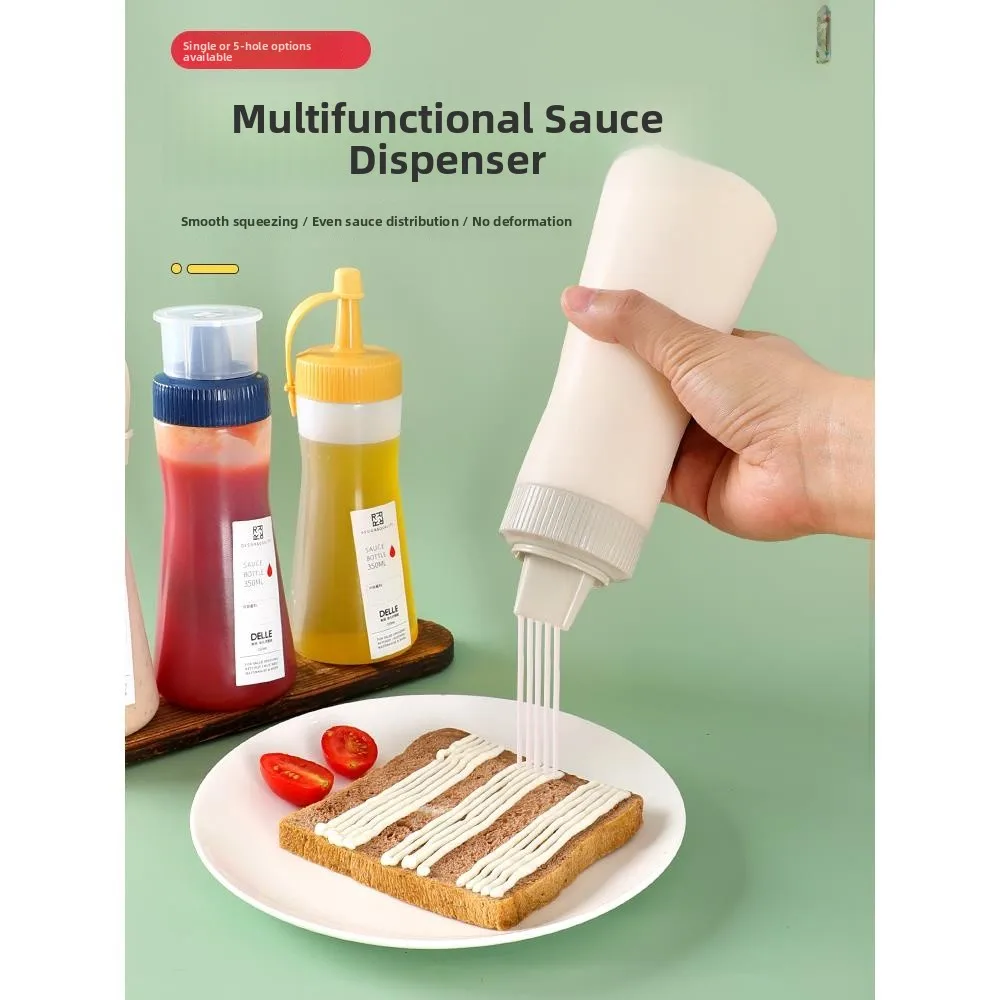 Garrafa Plástica Espremedora para Molho de Salada, Recipiente de Armazenamento para Cozinha Doméstica, Dispensador de Molho de Tomate, Garrafa de Óleo e Temperos, Formato Hexagonal