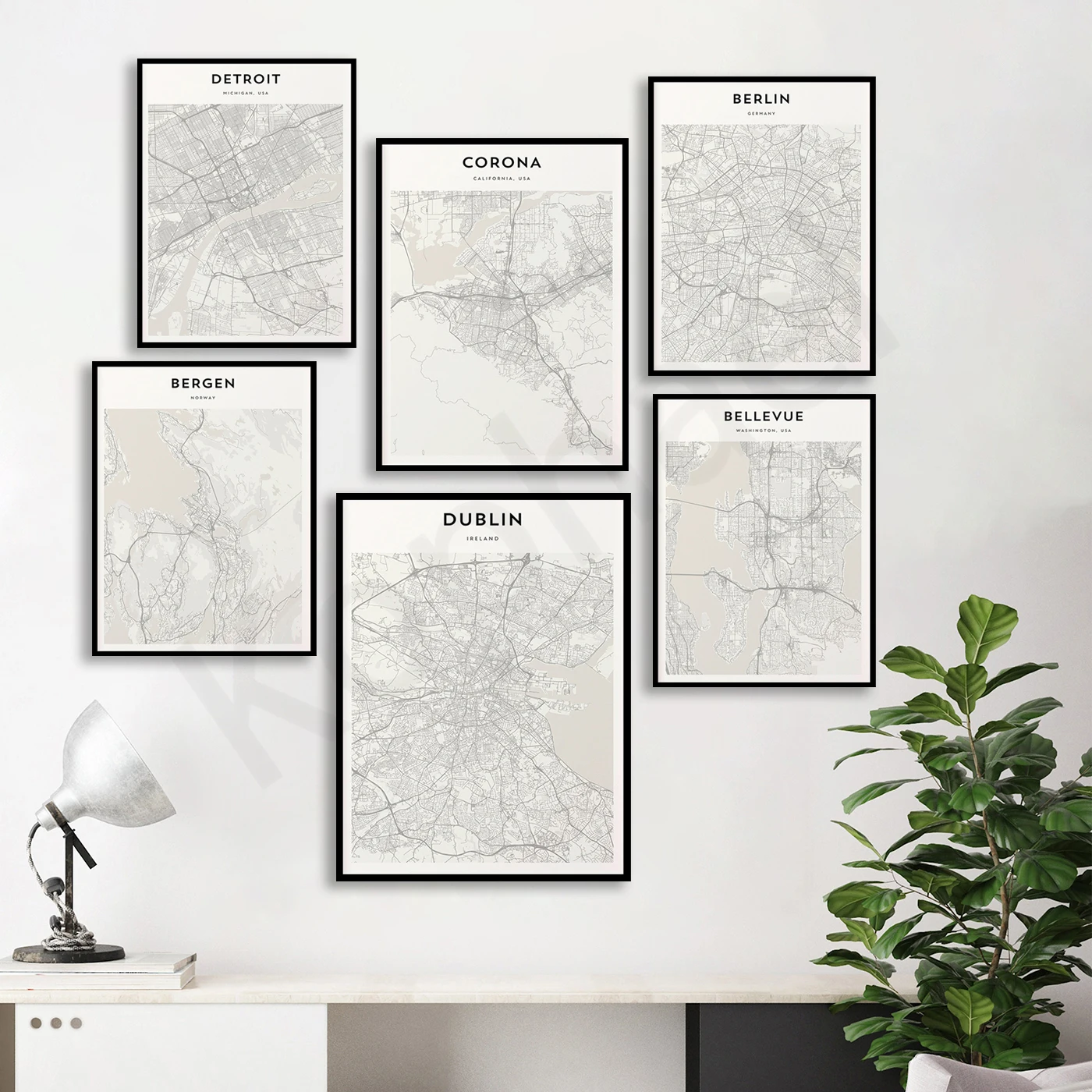 Durham Dublin Dresden Detroit Cordoba Copenhagen Columbus Berlin Bergen Bellevue Columbus. City Travel Map Poster