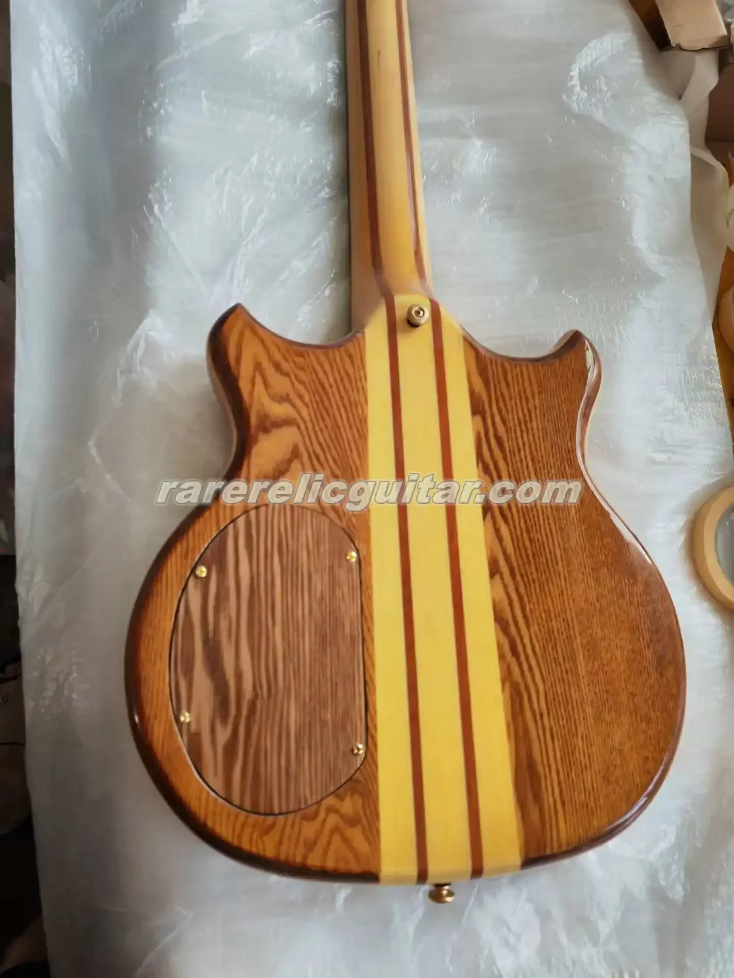 Rare Natural Ash Body 4 Strings Electric Bass Guitar Neck Through Body 5 Plies Neck Abalone Inlay Chrome Hardware