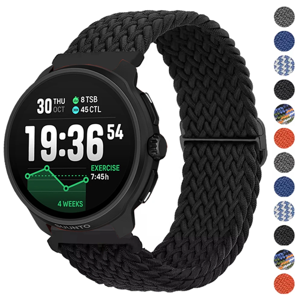 20mm 22mm Elastic Nylon Strap For SUUNTO Race 2/Run 9 PEAK PRO DLC/RACE S/Ocean/VERTICAL/5 PEAK/3 Fitness Braided Band Bracelet