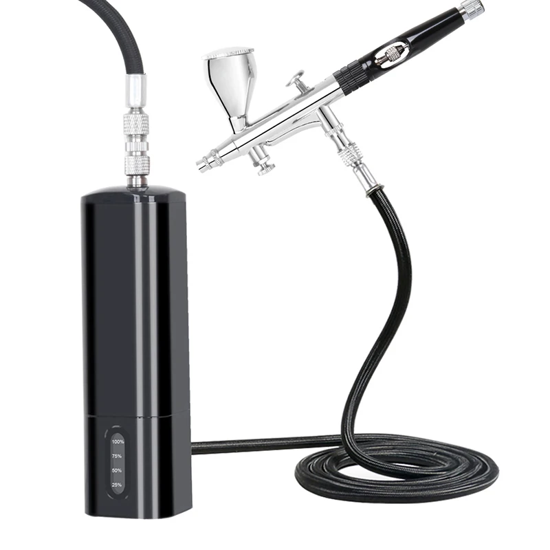 

Battery Replaceable Cordless Airbrush With Compressor Kit USB Charger Easy Use Power Display Type C Hose Pneumatic Tool