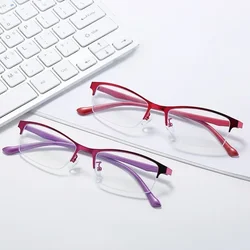 Women Myopia Glasses Ladies Half Frame Anti-blue Light Prescription Glasses Lentes Men Finished Eyewear -1.0 To -4.0 Gafas