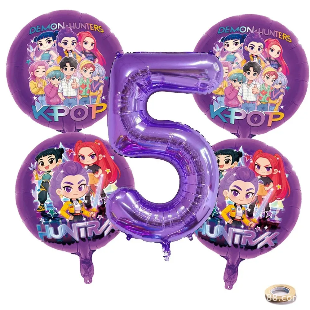 

Anime Kpop Number 1-9 Foil Balloon Set Full Character Themed Mylar Balloons Birthday Party Decorations Booth Props for Fans Kids