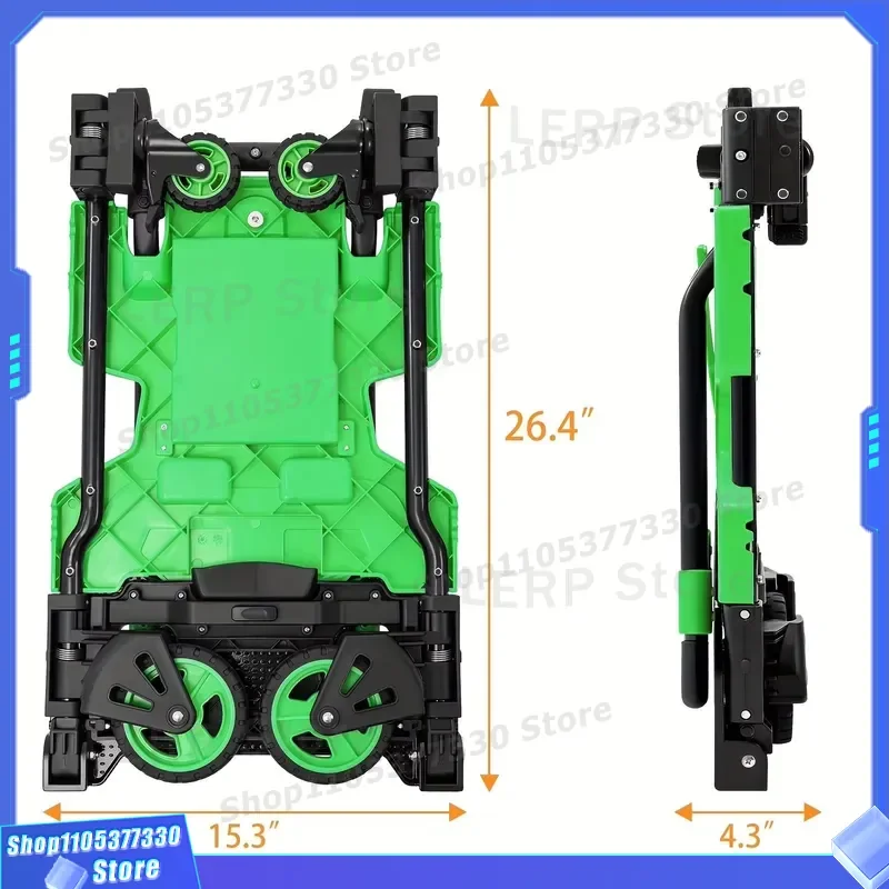 Foldable Light Steel Trolley 4 Wheels Multi Function Cart for Outdoor Camping Supermarket Restocking Heavy Duty Portable Hand