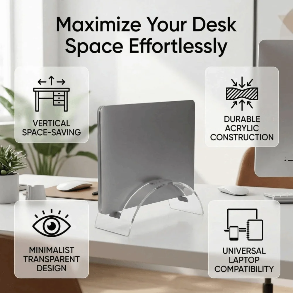 Invisible Minimalist Acrylic Laptop Stand Adjustable Transparent Vertical Laptop Stand Notebook Dock Office