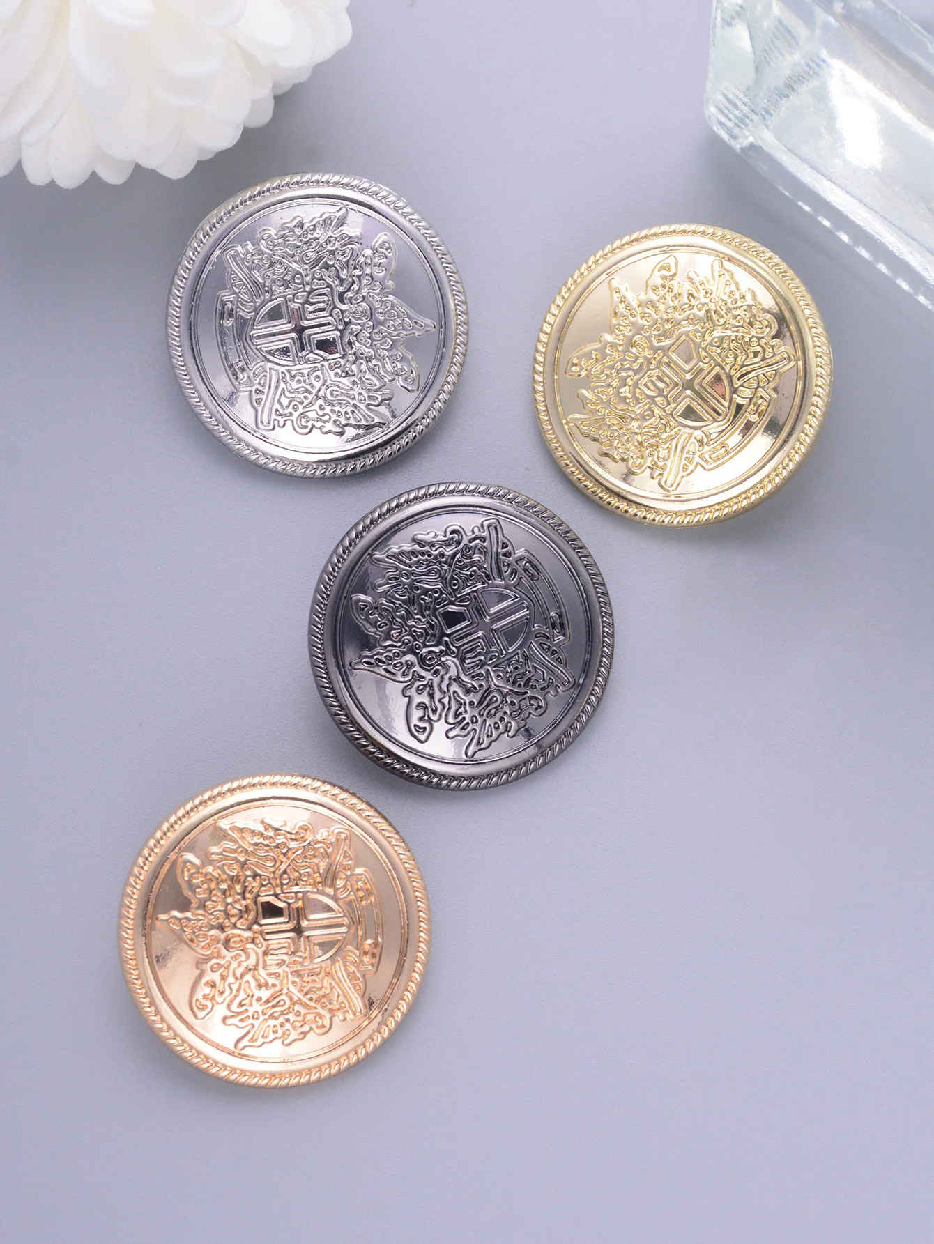 Botões redondos de haste de metal vintage, 10 unidades, para roupas, costura, tricô, suprimentos, faça você mesmo, botões decorativos de casaco de vestuário