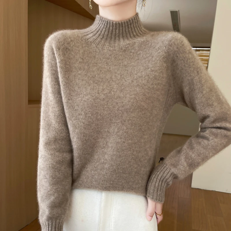

Women's Autumn And Winter Knitted Pullover, Semi-High Neck Thick Sweater, Long-Sleeved Fashionable And Comfortable knitted GH469