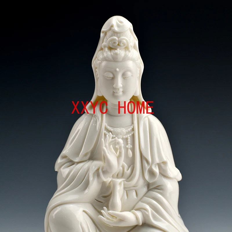 South Sea Guanyin Bodhisattva/Buddha Statue White Porcelain Guanyin Water Lilies Guanyin Bodhisattva Ornaments