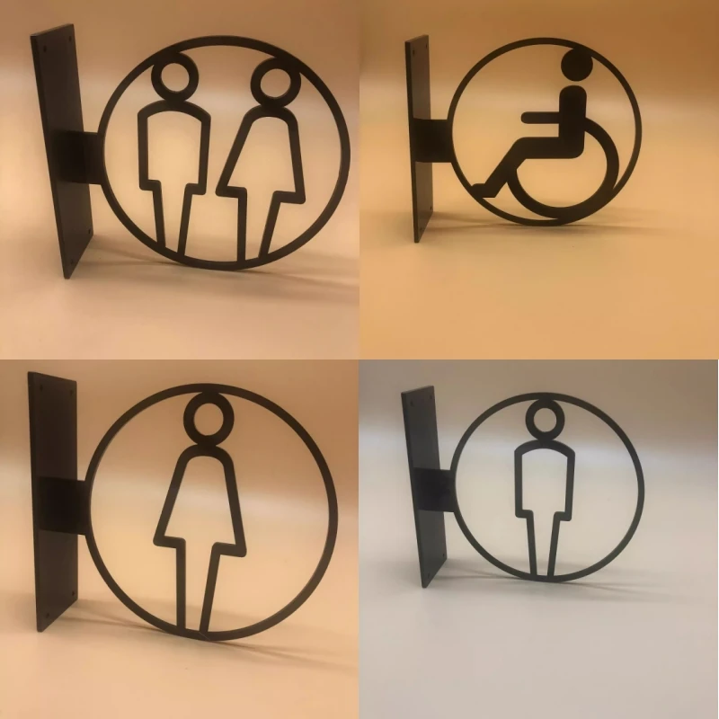 

Toilet Signage Side-mounted Restroom Reminder Toilets Plaque Men's and Women's Bathroom Signage Hotel WC Toilet Signage