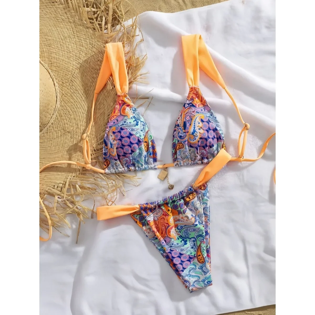 مطبوعة بيكيني سبليت مثير النساء ملابس السباحة بيكيني عطلة الشاطئ #3