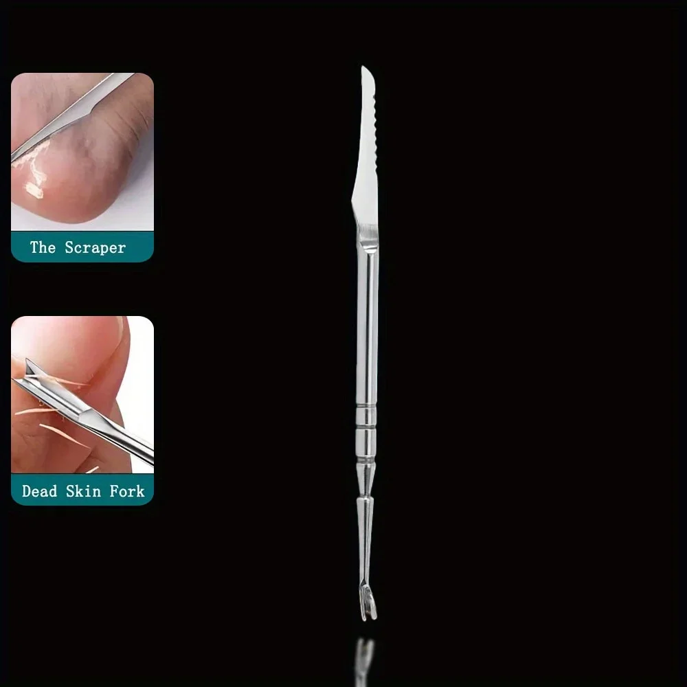 مجموعة احترافية للعناية بالأظافر - مقص بشرة من الفولاذ المقاوم للصدأ، مقص مائل، سكاكين باديكير، أداة دفع الجلد الميت، أدوات مانيكير