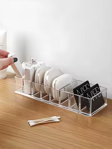 8-Grid Clear Desktop Organizer Makeup Cosmetic Storage Box Office Desk Cable Holder for Charger Data Line Phone Accessories