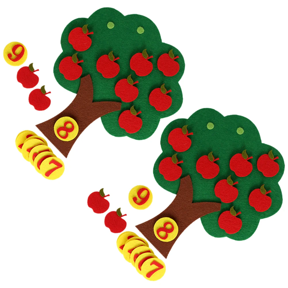 2 Sets Apple Tree Numbers Kindergarten Supply Apples Digital Toy Matching Fruit Puzzle