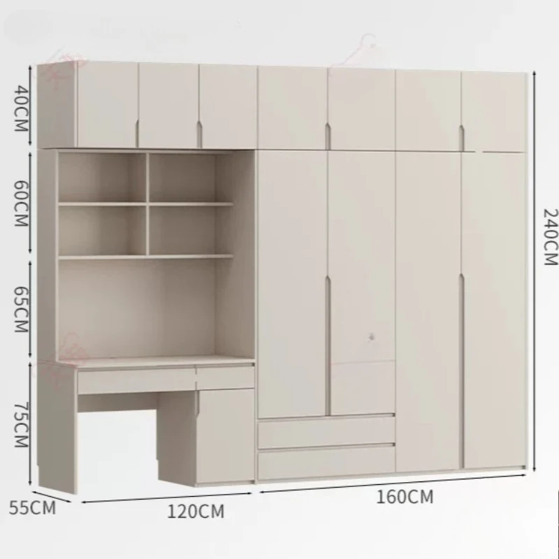 Minimalist Closet Wardrobe French Open Bookshelf Desk System Wardrobe Modern Guarda Roupa Solteiro Bedroom Sets Full Furniture