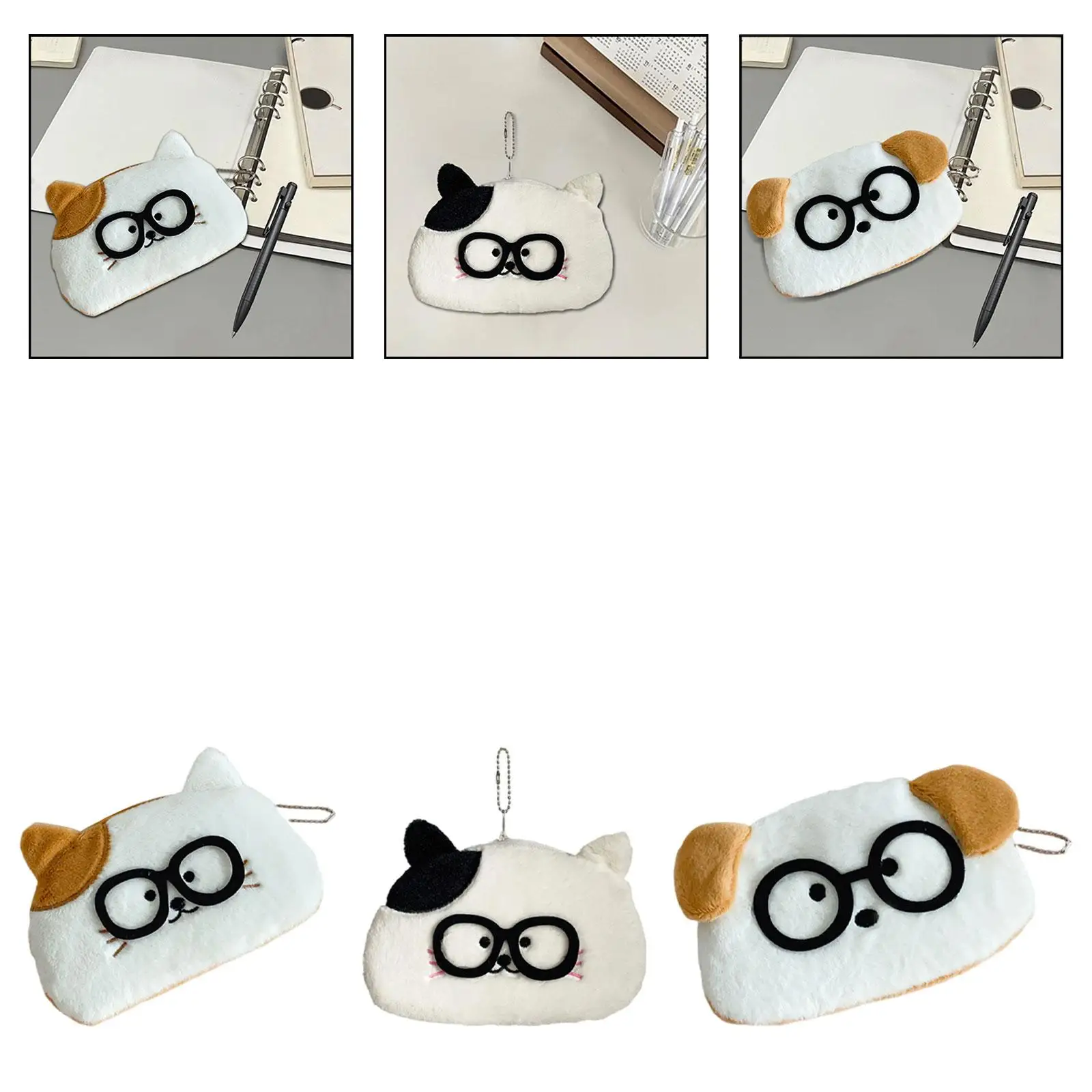 Estojo de lápis de pelúcia com fecho de zíper Bolsa de maquiagem para crianças adolescentes meninos e meninas