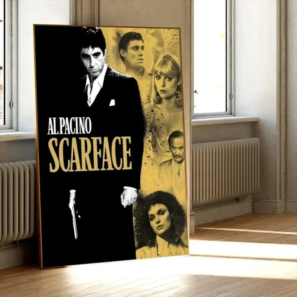 Gangster Movie Scarface Posters Prints Tony Montana with Money Canvas Painting Portrait Wall Art Pictures Living Room Home Decor