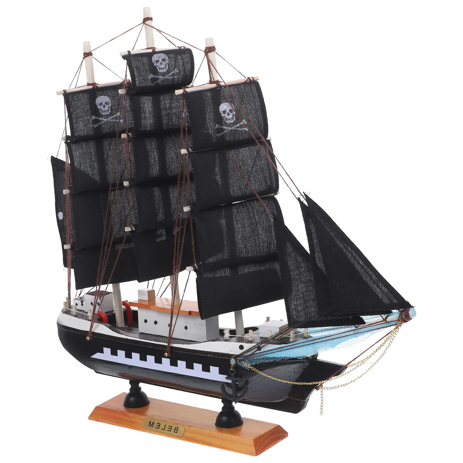 

33cm Pirate Wooden Sailing Ship Model Toy Caribbean The Mediterranean Sailboat Decor Child