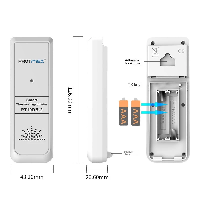 Tuya Smart Life Bluetooth Temperature and Humidity Sensor,Mini Design TH Smart Sensor Electronic Thermometer Hygrometer PT19DB-2