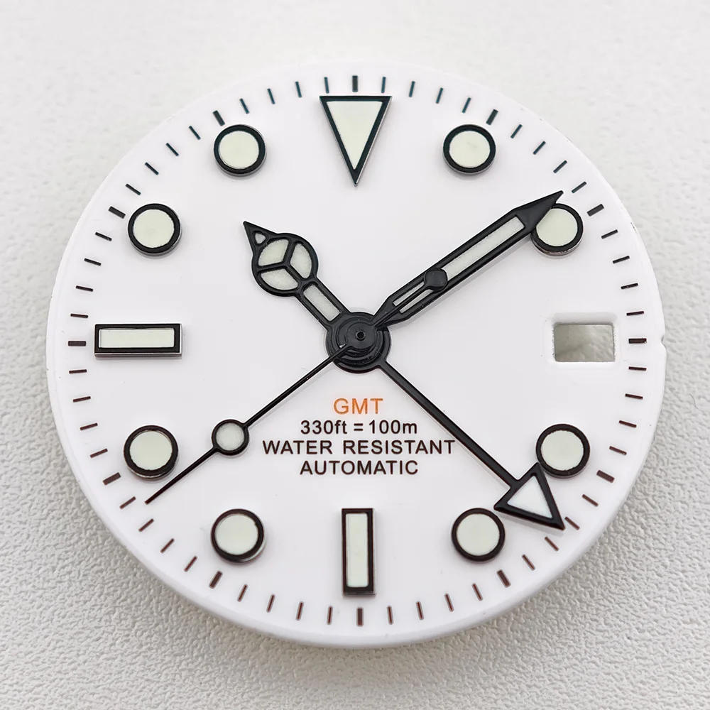 29mm White/Black Sterile Dial Watch GMT Hands Fit NH34 Movement Watch Parts Custom LOGO Luminous Watch Dial Parts Accessories view 3