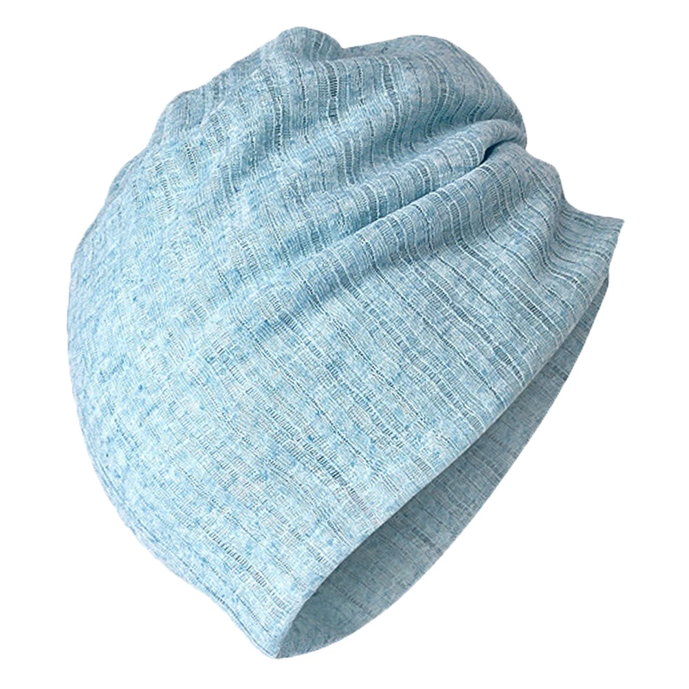 

Scarf Baotou Turban Cap Versatile Hat Beanie Neckerchief Hollow Out Cotton Turbano Blue