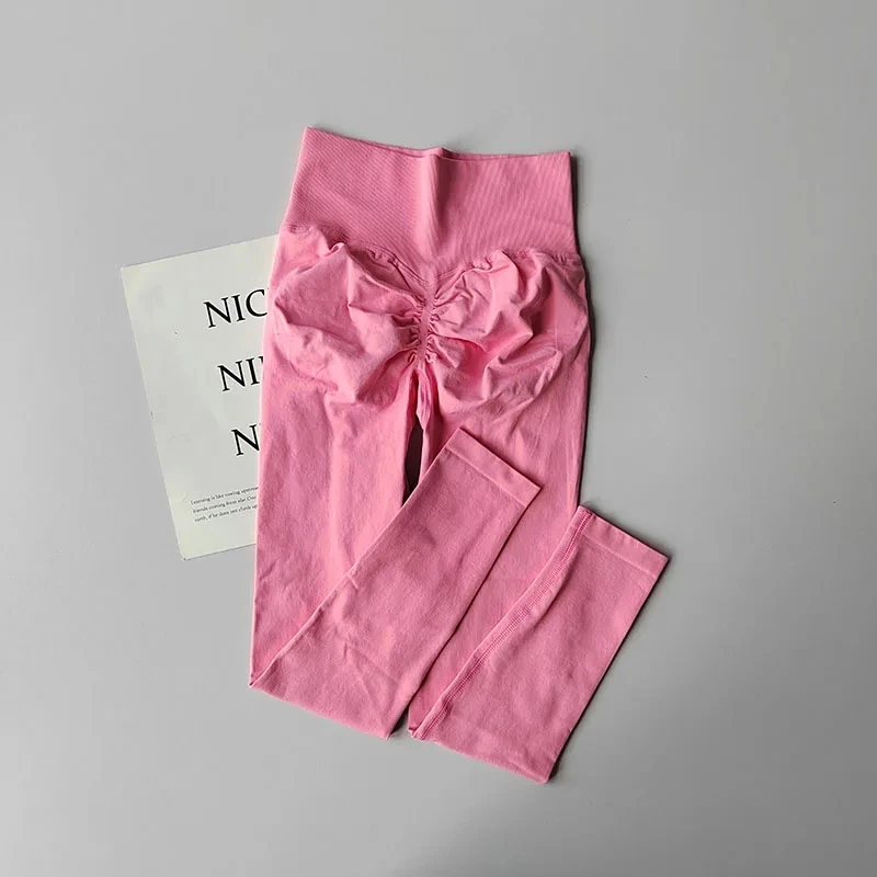 Pfirsich-Po-Fitness-Leggings mit hoher Taille, schnelltrocknend, atmungsaktiv, für Po-Lifting, eng anliegende Sport-Yoga-Neun-Punkt-Hose