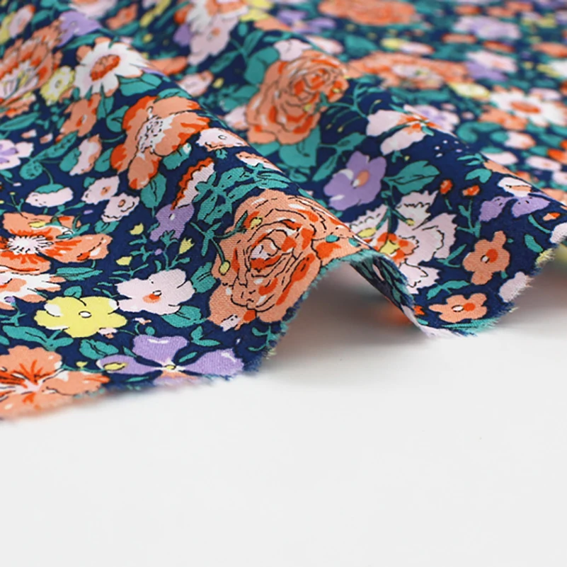 New Pure Cotton Small Floral Fabric 40s Plain Cotton Clothing Dress Shirt Fabric Summer Thin by Half Meter
