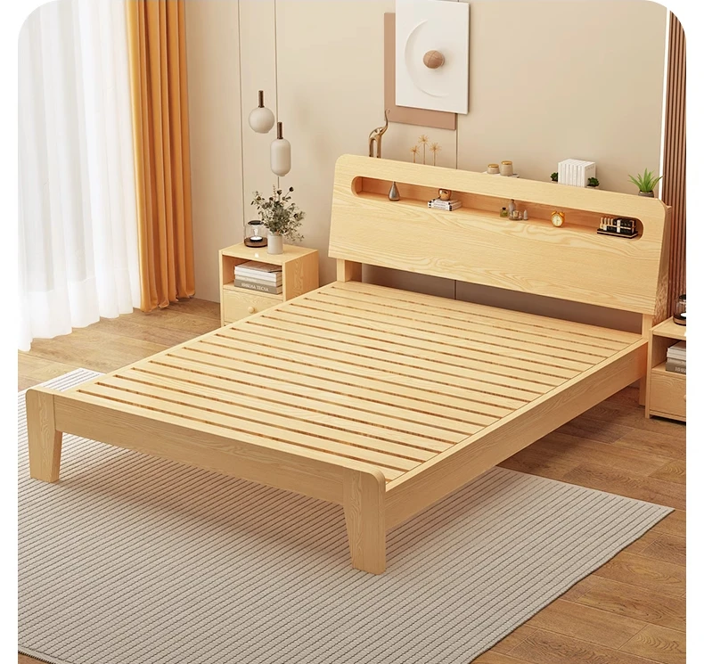 

Solid wood bed 1.5 meters household 1.8 meters double bed 1.2m single bed rack
