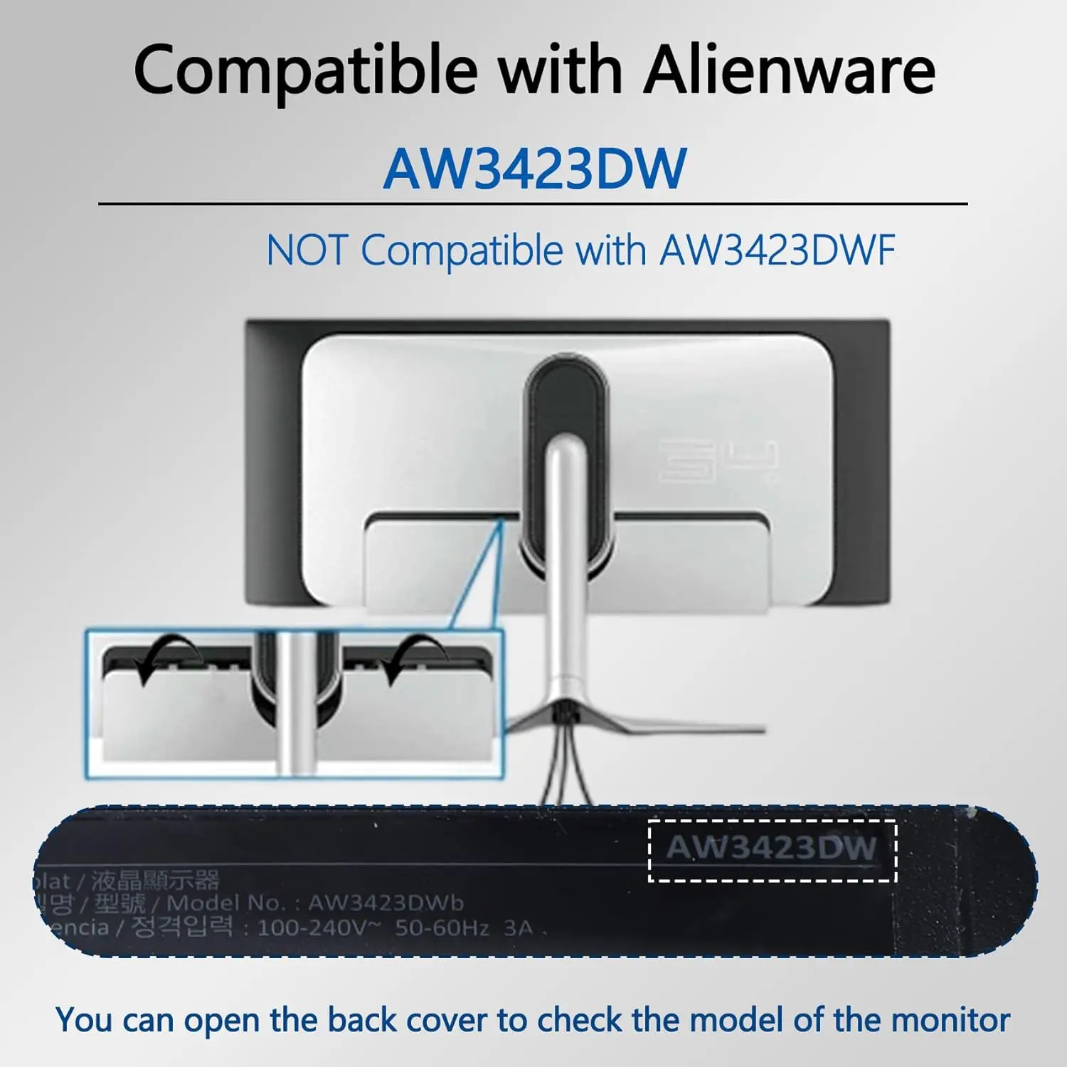 AW3423DW VESA Mount Adapter Compatible with Alienware 34 Curved QD-OLED Gaming Monitors (AW3423DW) – 100x100 Wall Mount Bracket