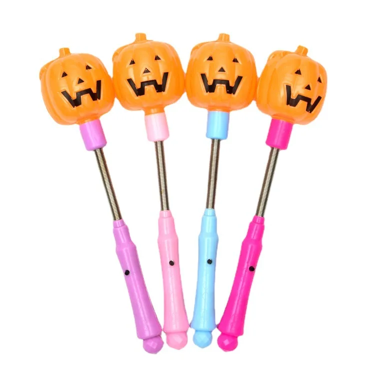 Halloween Spring Flash Stick Creative Skull Pumpkin Flash Stick Halloween Party Dress Up Props Magic Wand Light-emitting Toys