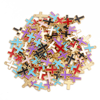 Mixed 10pcs Enamel Rhinestone Cross Alloy Christian Charm Pendant for Bracelet Necklace Earrings Handmade DIY Accessories