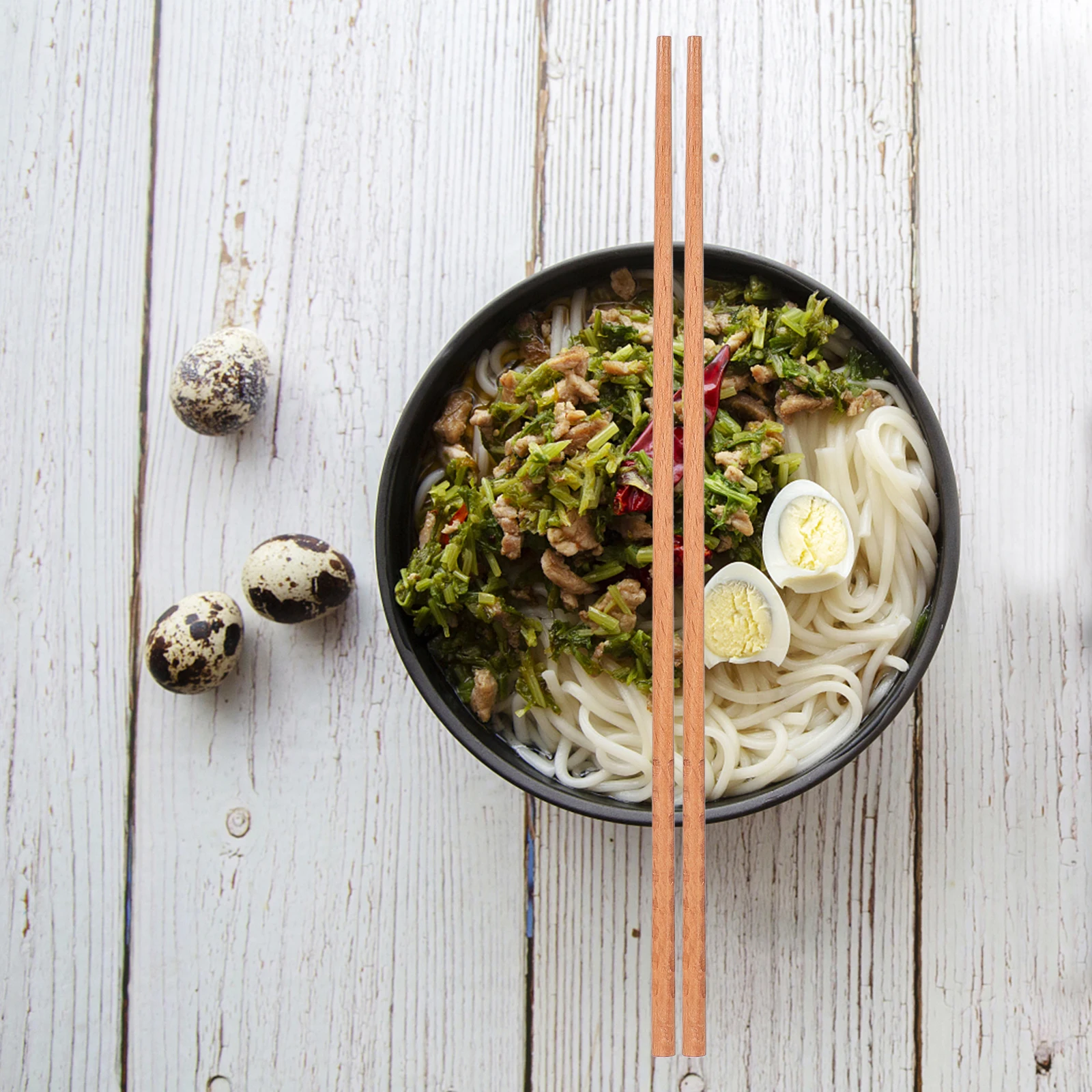 

4 Pcs Beech Wood Chopsticks for Noodles Eating Reusable Bamboo Chinese Food Asian Cooking Frying