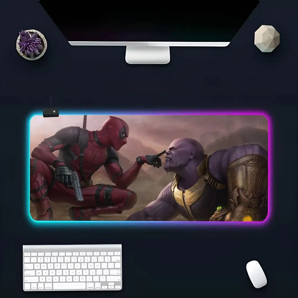 Deadpool Mouse Pad Popular Large RGB Mause pads XXL LED Japan made Table Pads Keyboard Mats Desk Rug With Backlit csgo LOL