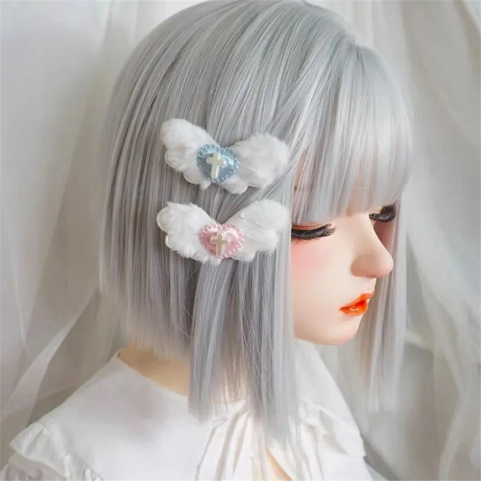 Lolita Angel Wings Hairpin Little With Heart Star Cross Decoration Cute Sweet Hairpin Soft Sister Girl Cosplay Hair Accessories