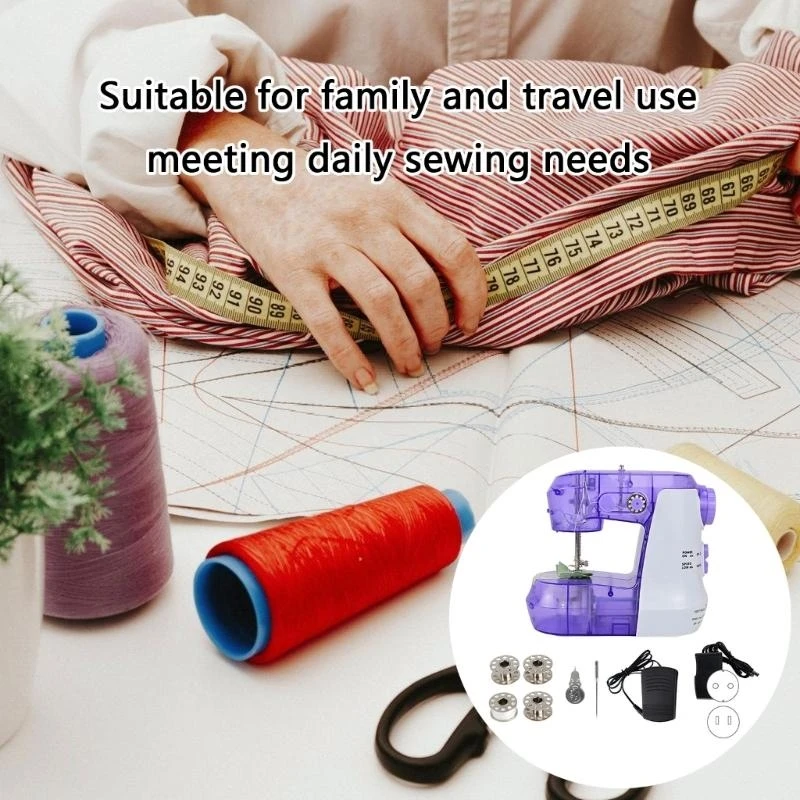 

Portable Small Electric Sewing Machine with LED Light Foot Pedal Metal Bobbin 2-Thread 2-Speed Beginner Sewing Machine 37JD