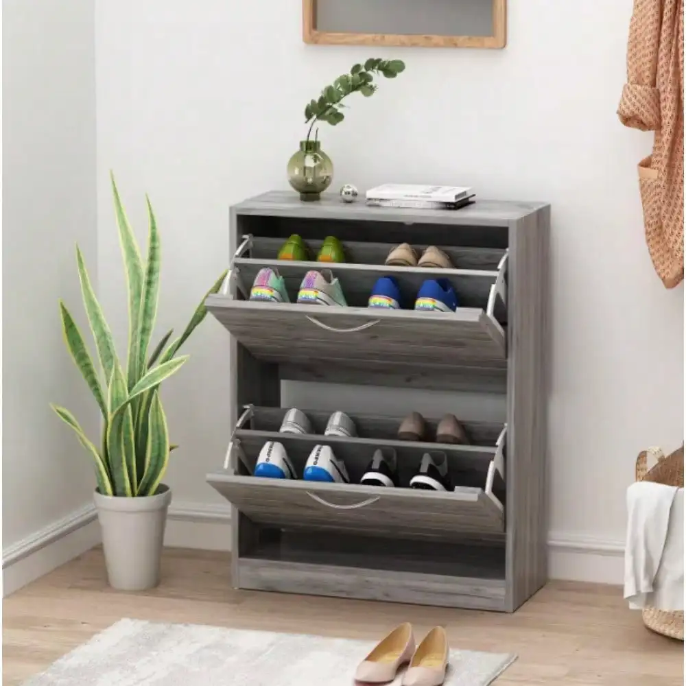 

22.4 in. W x 29.5 in. H Louver Door Shoe Storage Cabinet with 2-Drawers for Entryway Hallway