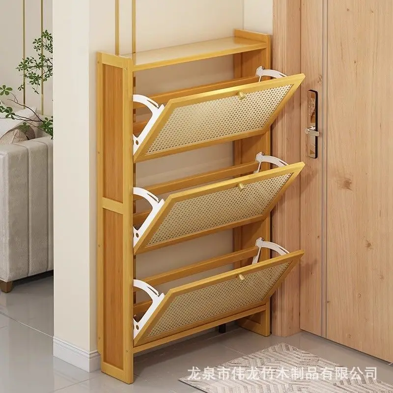 Ultra-thin shoe cabinet, tipping bucket shelf at the entrance of the household