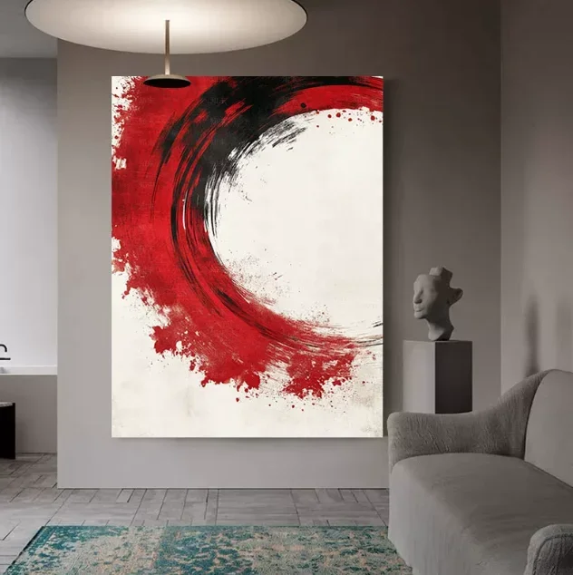 #Nordic Wabi Modern Silent Wind Healing System Abstract Pure Hand-Painted Living Room Entrance Three-Dimensional Texture Art