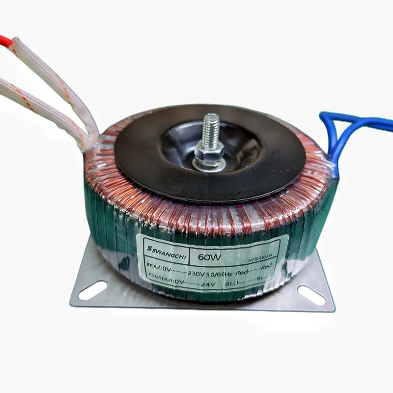 Fuente de alimentación, transformador toroidal de cobre puro de 60W, 110V 220V 230V 240V a 6V 9V 12V 15V 18V 24V 30V 36V 48V para amplificador de audio