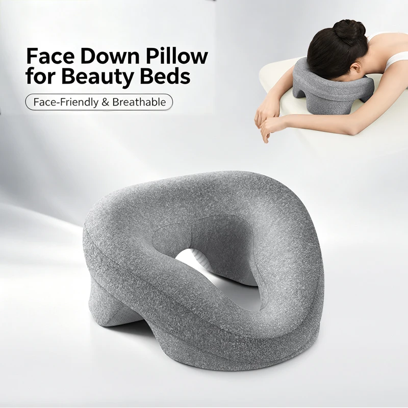 Memory Foam Face Down Massage Pillow Ergonomic Beauty Salon SPA Bed Headrest No Pressure on Eyes Jaw Breathable Facial Rest Pill