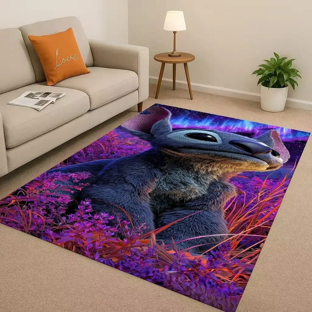 

Милый коврик с изображением Стича Sanrio, рождественский подарок, нескользящий ковер для гостиной, спальни, игровой комнаты, дивана, домашний декор, придверный коврик