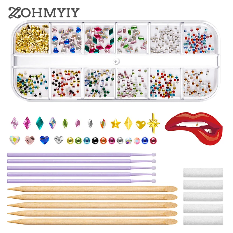 1Set Dental Tooth Gems Crystal Diamond Ornament Diy Tools Various Shapes Color Teeth Jewelry Denture