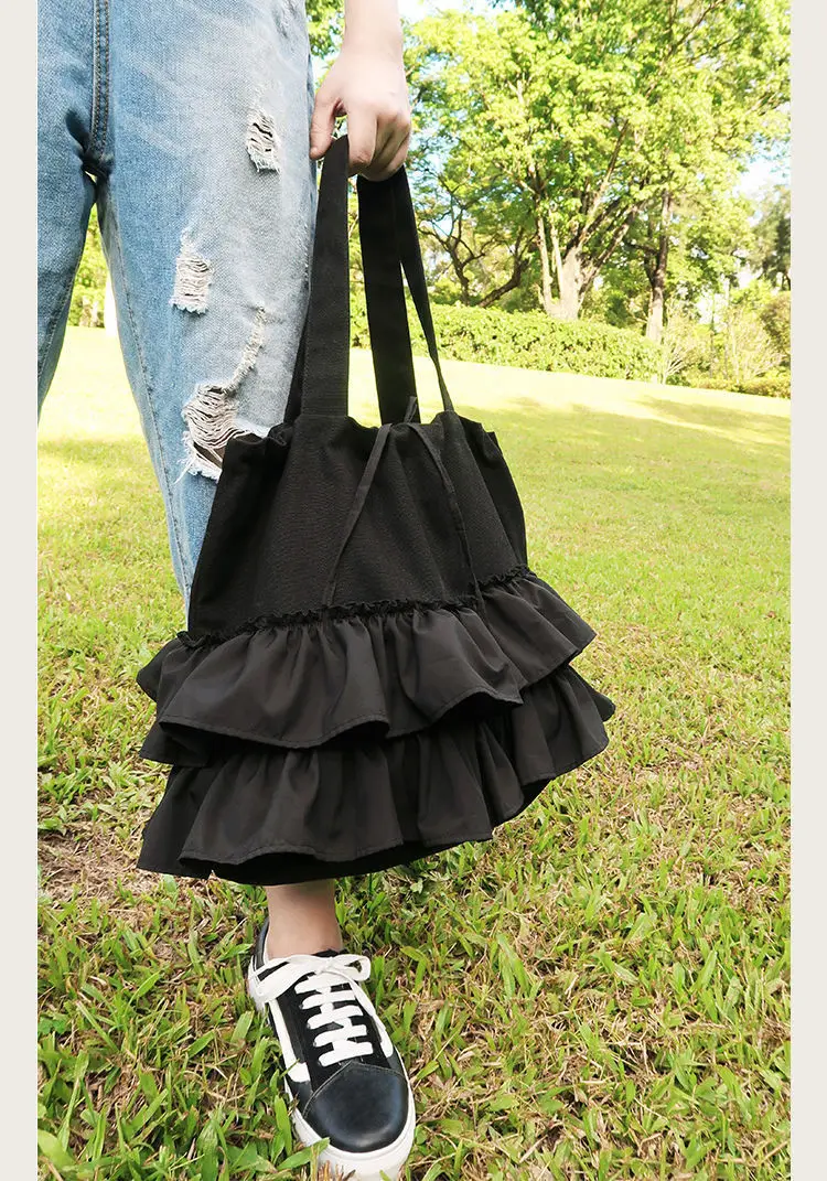 High Quality Women Bag Ruffles Ruched Lace Fashion Sweet Girls Shoulder Bag Handbag High-Capacity Women Bag