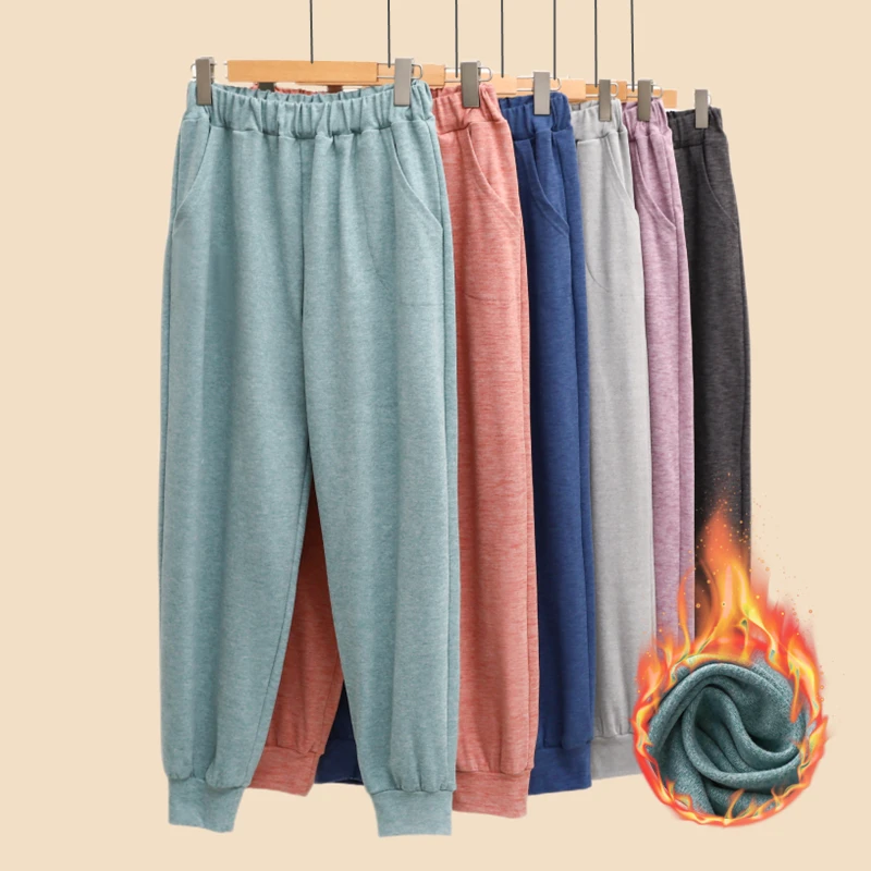 

Женские повседневные брюки с высокой талией, утепленные флисом, облегающие, для дома и спорта, осенне-зимние, больших размеров, Dervo