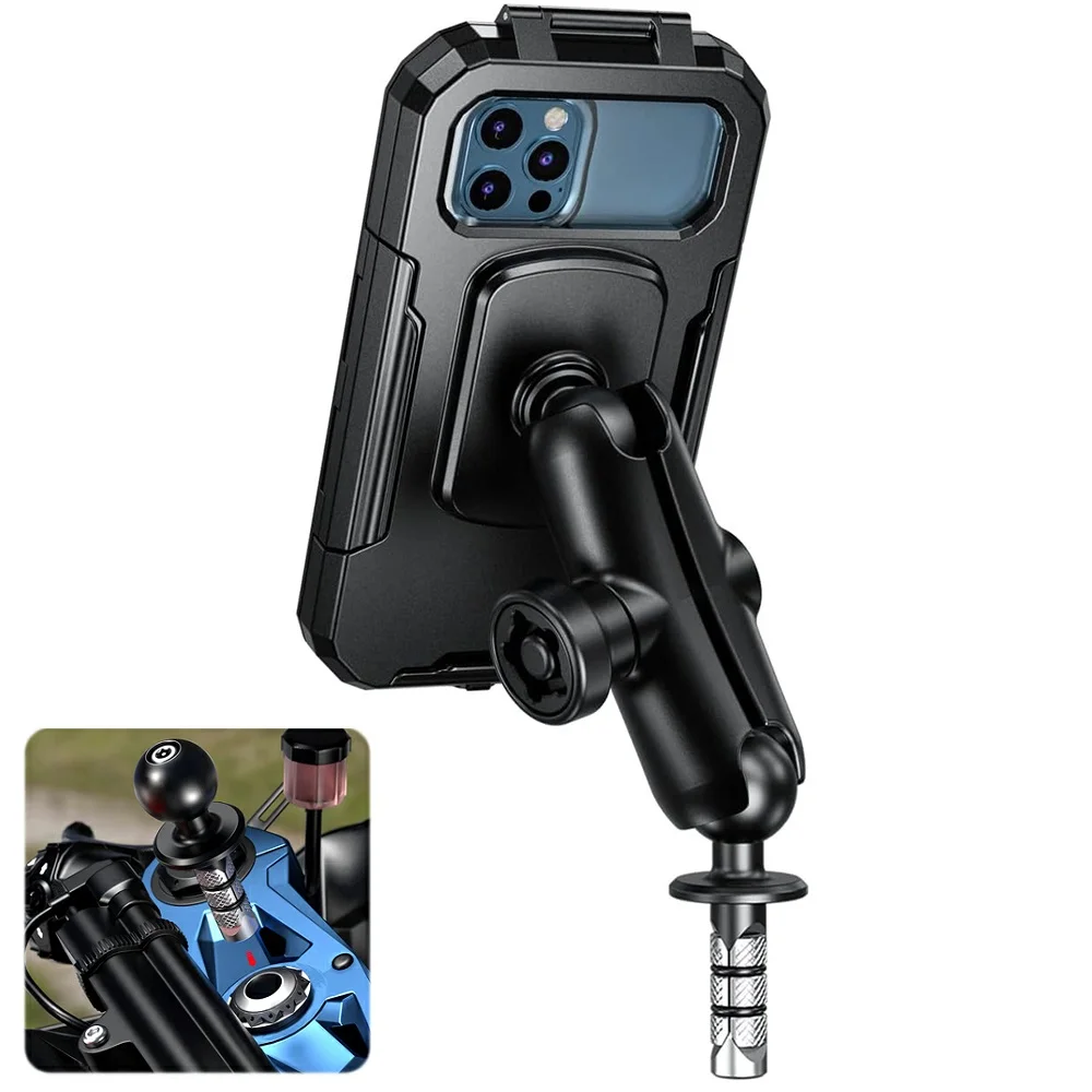 Motorcycle Fork Stem Mount Waterproof Case Mirror Navigation Bicycle Phone Holder Handlebar Bracket Scooter Motorbike Phone Bag