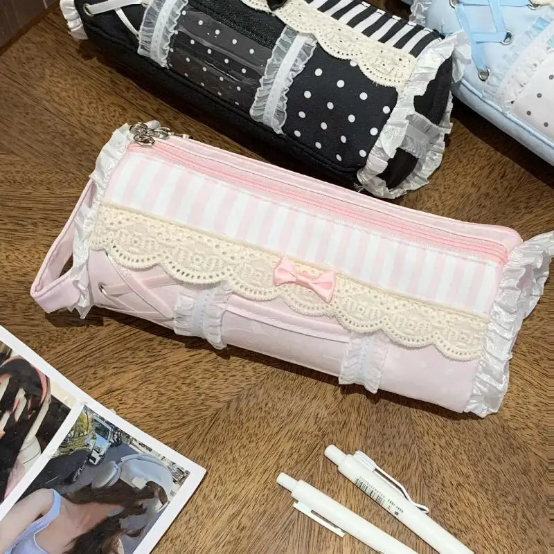 Niedliches Spitzen-Federmäppchen für Schüler, große Kapazität, Schreibtisch-Aufbewahrung, Schreibwaren-Stifttasche, niedliche Mädchen-Kosmetiktasche, Geschenk – Detail 11