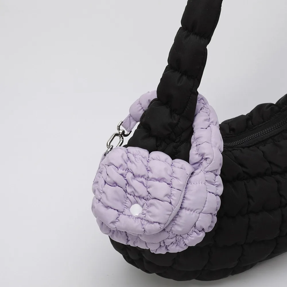 

Cute Solid Color Cloud Pleated Coin Purse Quilted Sling Small Wallet Korean Style Mini Handbag Card Bag Outdoor