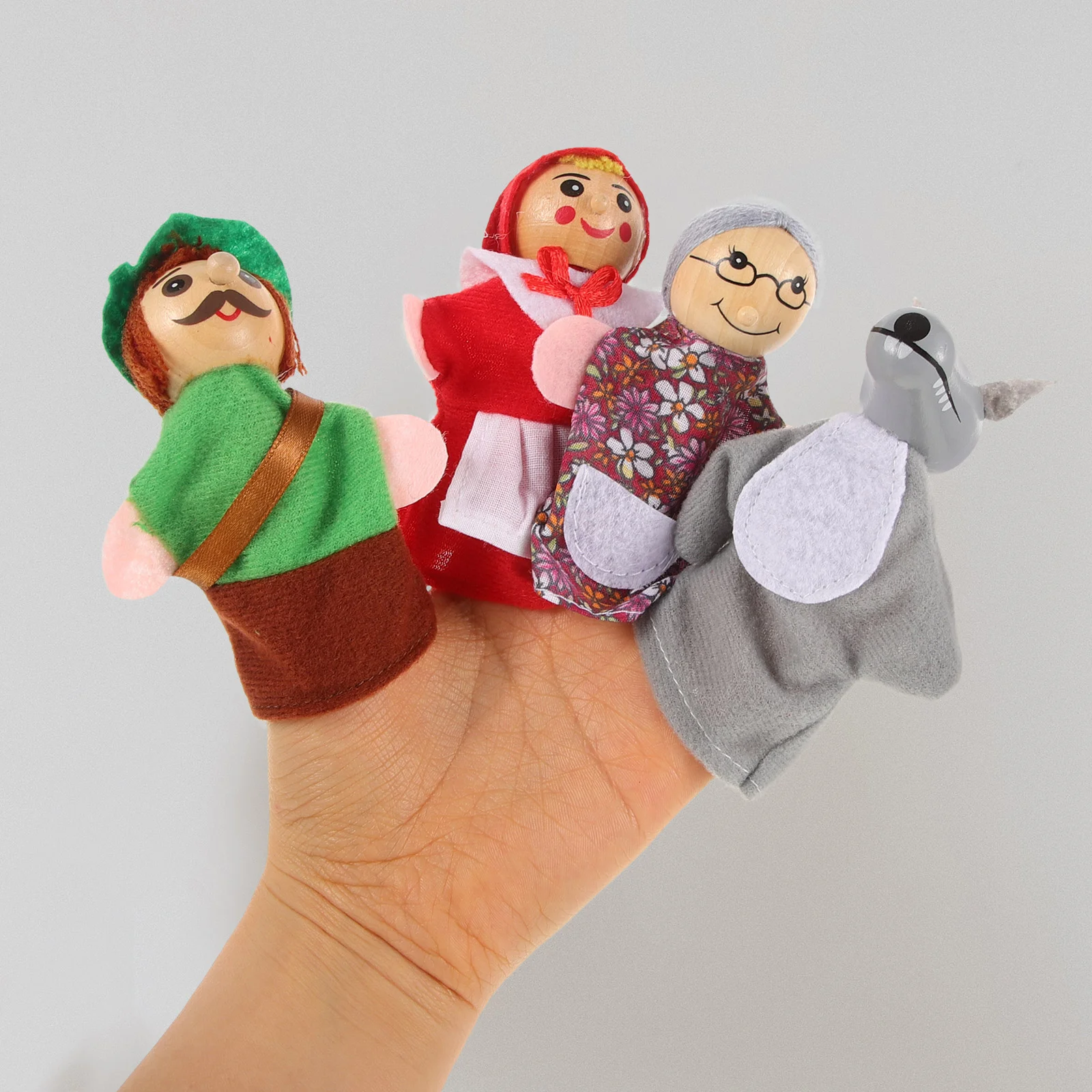 4-delig vingerpeuterspeelgoed Verhalen vertellen Puppets Kinderen Dieren Hand Kerst Dieren Houten