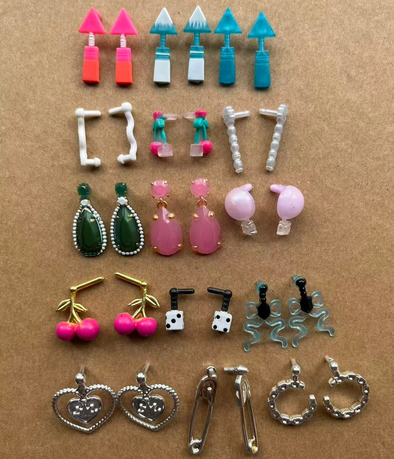 Female Doll Earrings Novelty Design Decorative Accessories Original Doll Dressing Parts Blue Red Gold Gray White Color Decors